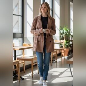 POL Carmel Cordory Oversized Double Breasted Jacket Size Large